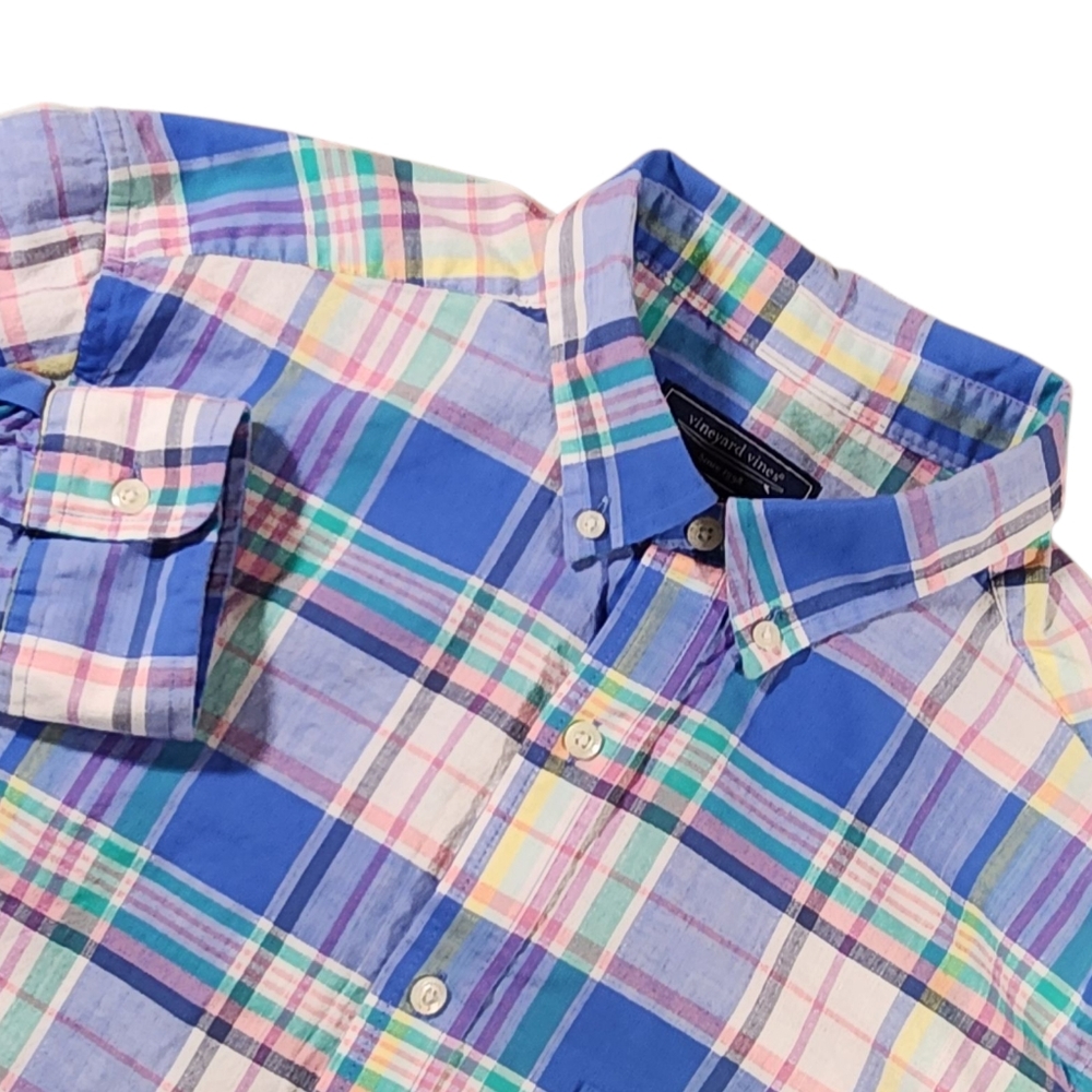 Vineyard Vines Men's Size M Colorful Button Down Plaid Shirt Long Sleeve Preppy